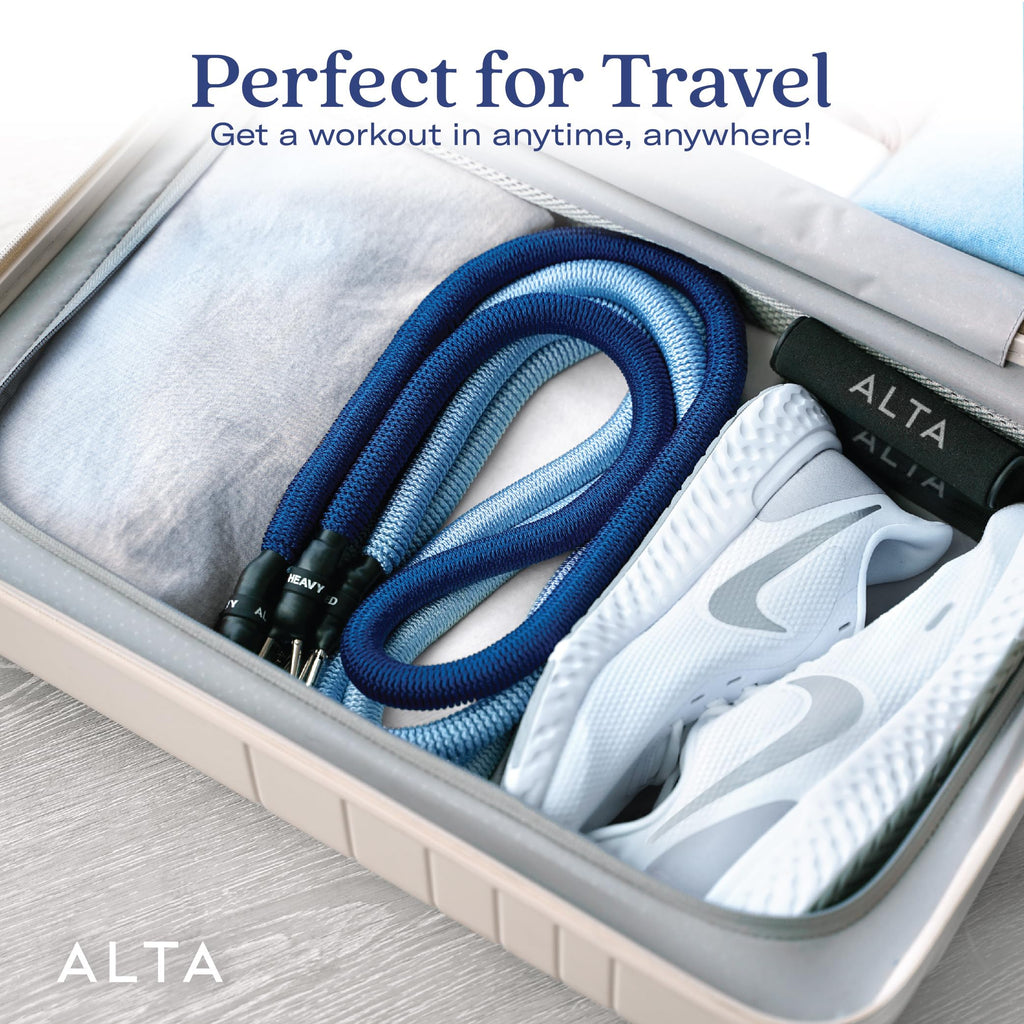 ALTA Resistance Tube Bands for Women - Full Kit Resistance Bands for Working Out with Handles, Ankle Straps, Door Anchor – Home Workout Bands for Physical Therapy, Pilates Long Exercise Bands Set