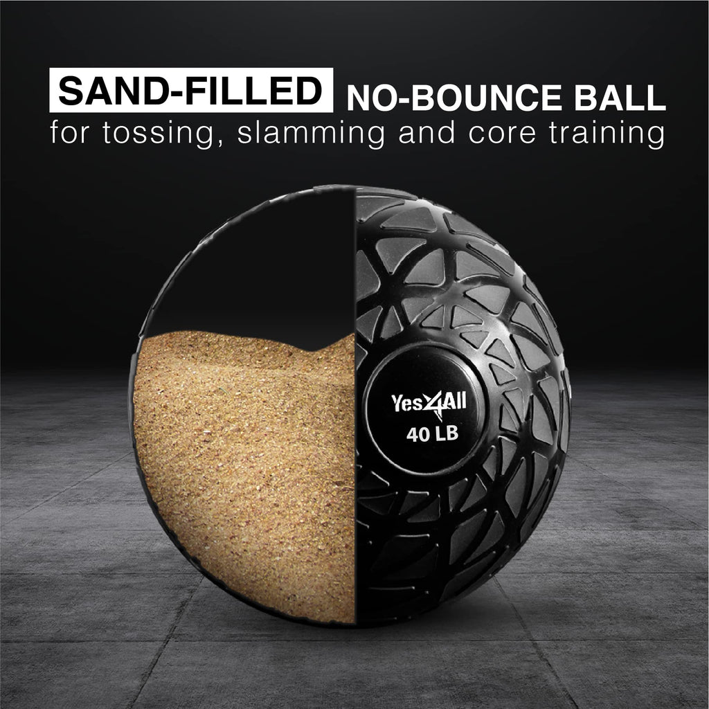 Yes4All Slam Balls, 10-40lb Weighted Ball Weight, Durable PVC Sand Filled Workout Dynamic Slam Ball for Core Strengthen