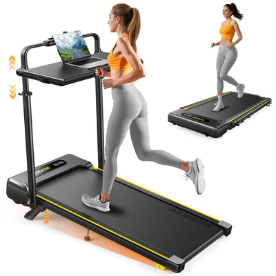 3 in 1 Under Desk Treadmill with Incline, Walking Pad with Removable Desk Workstation, Adjustable Height for Different Need, 300lbs Capacity, Foldable Compact for Home Small Office
