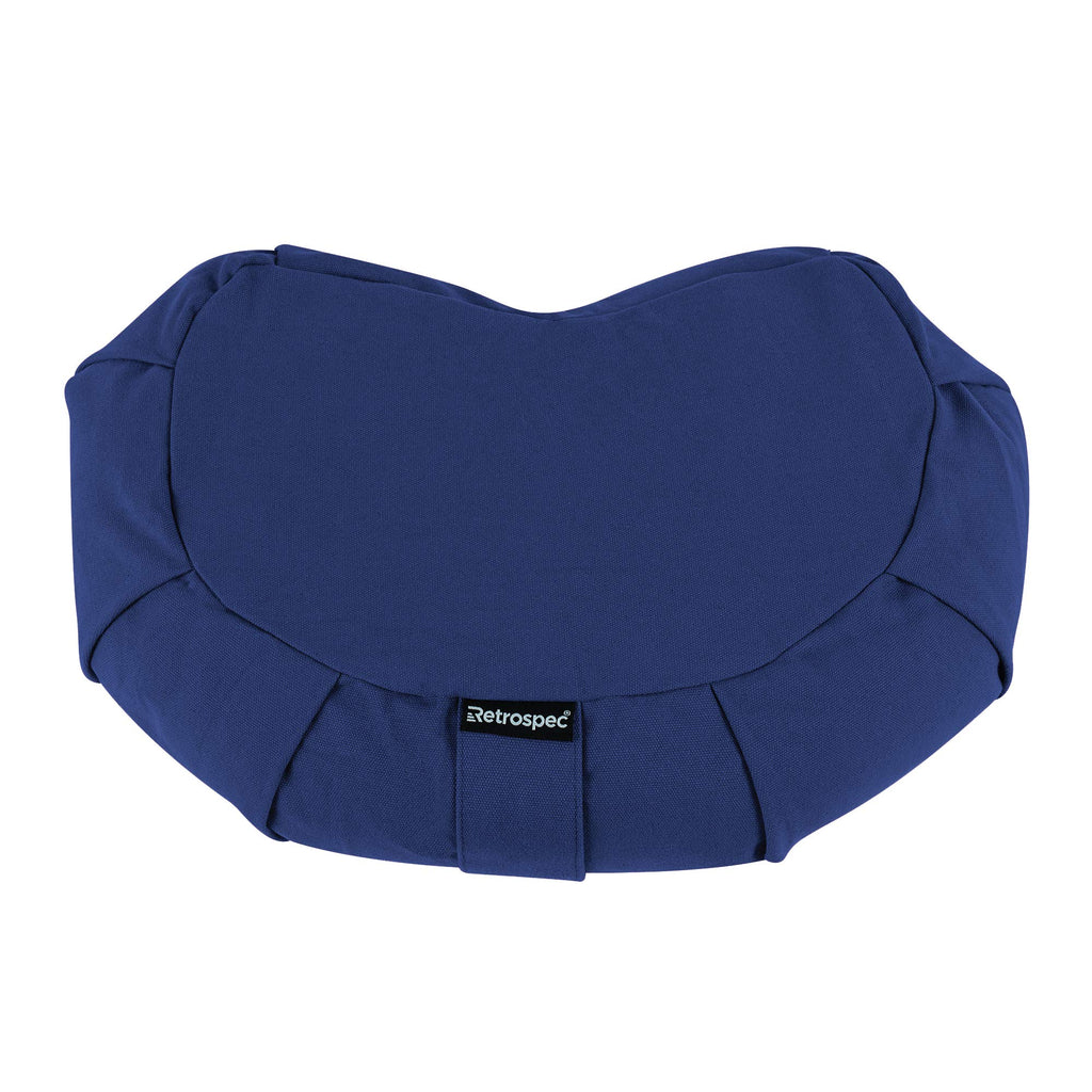 Retrospec Sedona Zafu Meditation Cushion with Buckwheat Hull Fill - Adjustable Yoga & Pilates Equipment Support - 17in Crescent Cotton Cover