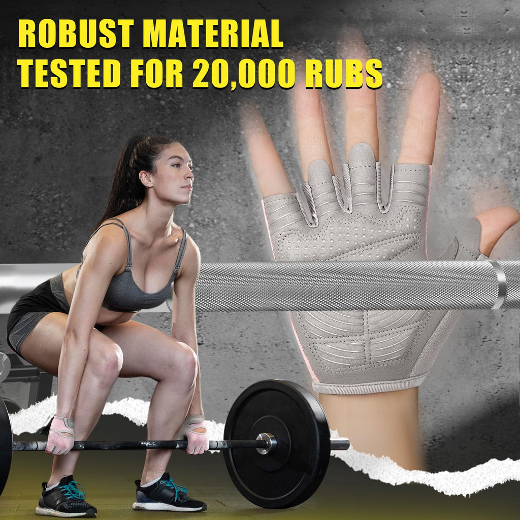 Ventilated Weight Lifting Gloves, Thick Padded Workout Gym Gloves with Full Palm Protection & Grip & Shock Absorption for Women & Men's Fitness Exercise Training