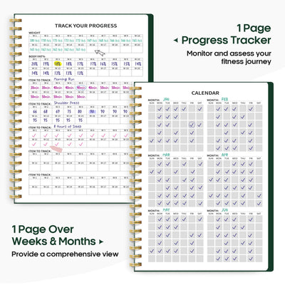 Fitness Workout Journal for Women & Men, A5(5.5" x 8.2") Workout Log Book Planner for Tracking, Progress, and Achieving Your Wellness Goals - Green