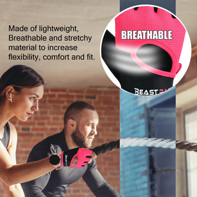 BEAST RAGE Workout Gloves for Men & Women - Fingerless Gym Gloves with Palm Protection, Breathable & Lightweight for Weightlifting, Cycling & Pull Up