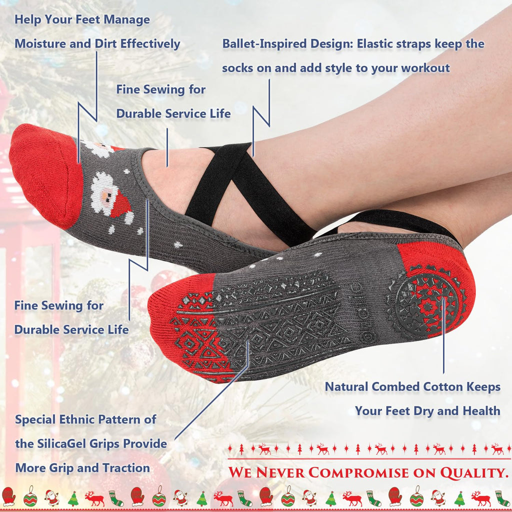 Ozaiic Pilates Socks for Women Non Slip Grip, Yoga Socks with Grippers for Barre, Hospital, Ballet, Dance, Barefoot Workout