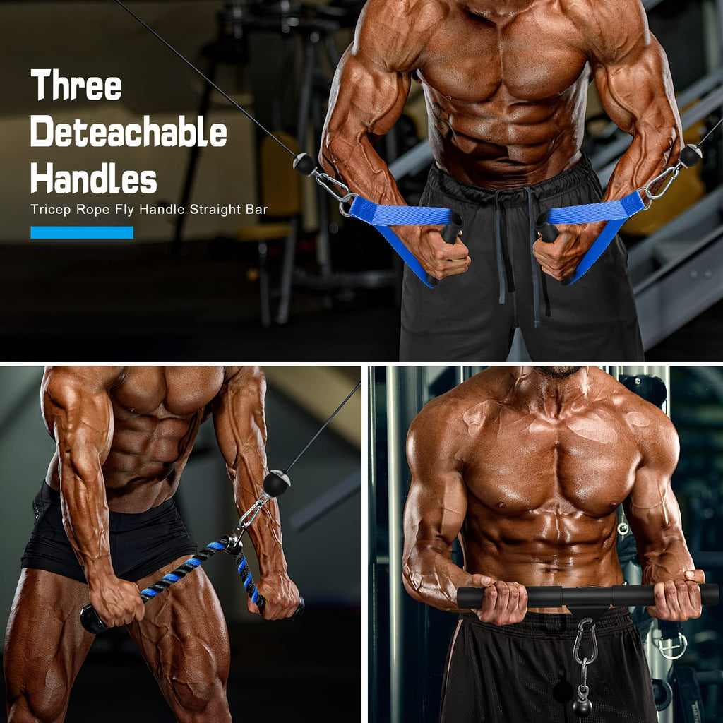 SERTT Weight Cable Pulley System Gym, Upgraded Cable Pulley Attachments for LAT Pull Down, Biceps Curl, Tricep, Arm Workouts - Home Gym Add On Equipment