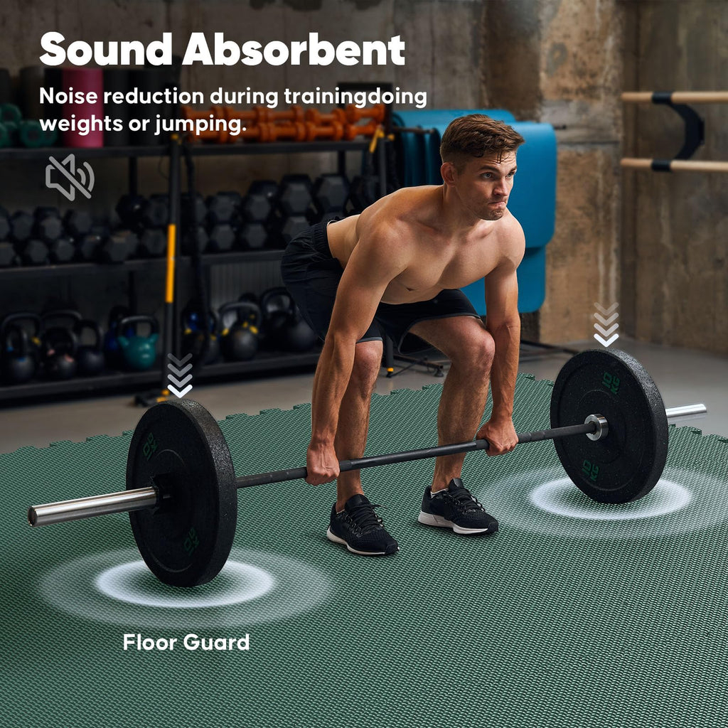 Home Gym Mat, Puzzle Exercise Mat, EVA Interlocking Foam Floor Tiles for Home Workout Equipment and Kids' Play Areas - Grey, 24 in x 24 in x ½ in - 12 Tiles (Grey, 12 Pack, 48 SQ FT)