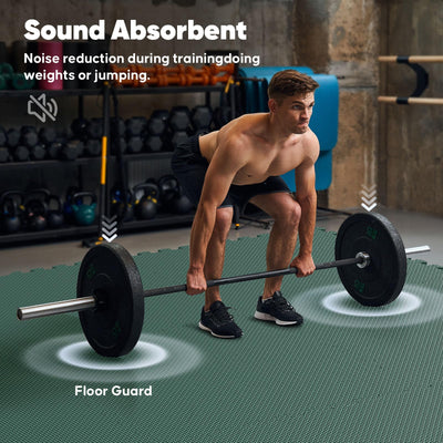 Home Gym Mat, Puzzle Exercise Mat, EVA Interlocking Foam Floor Tiles for Home Workout Equipment and Kids' Play Areas - Grey, 24 in x 24 in x ½ in - 12 Tiles (Grey, 12 Pack, 48 SQ FT)