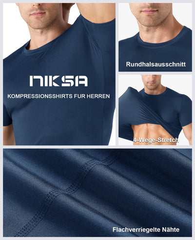 Niksa Men's Compression Shirts 1/2/4 Pack, Workout Gym Shirt Short Sleeve, Moisture Wicking Active Fit Base Layer T-Shirt