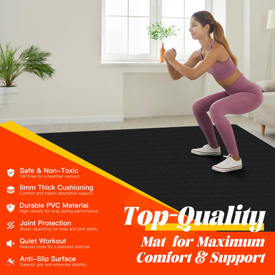 VTORY Extra Thick Large Exercise Mat, 6'x4'/7'x5'/8'x6'/10'x6'x8mm(1/3 inch) , Non-Slip, PVC, Ultra Durable, Heavy-Duty Mat, Shoes-Friendly, High-Density, Large Wide Yoga Mat, Workout Mat for Home Gym, Cardio, Strength, HIIT, MMA