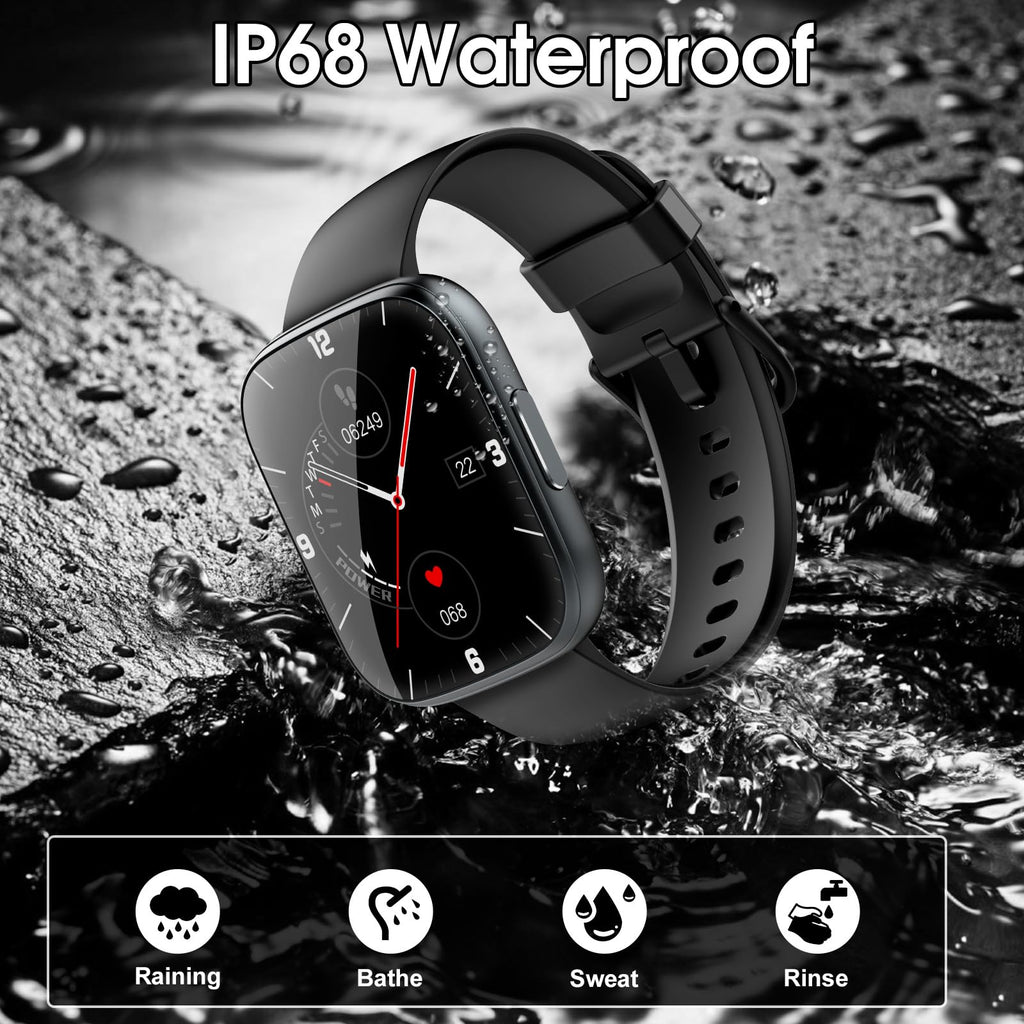 Smart Watch for Men Women(Answer/Make Calls), 1.95" HD Touch Screen Fitness Watch with Sleep Heart Rate Monitor, 110+ Sports Modes, IP68 Waterproof Activity Trackers Compatible with Android iOS, Black
