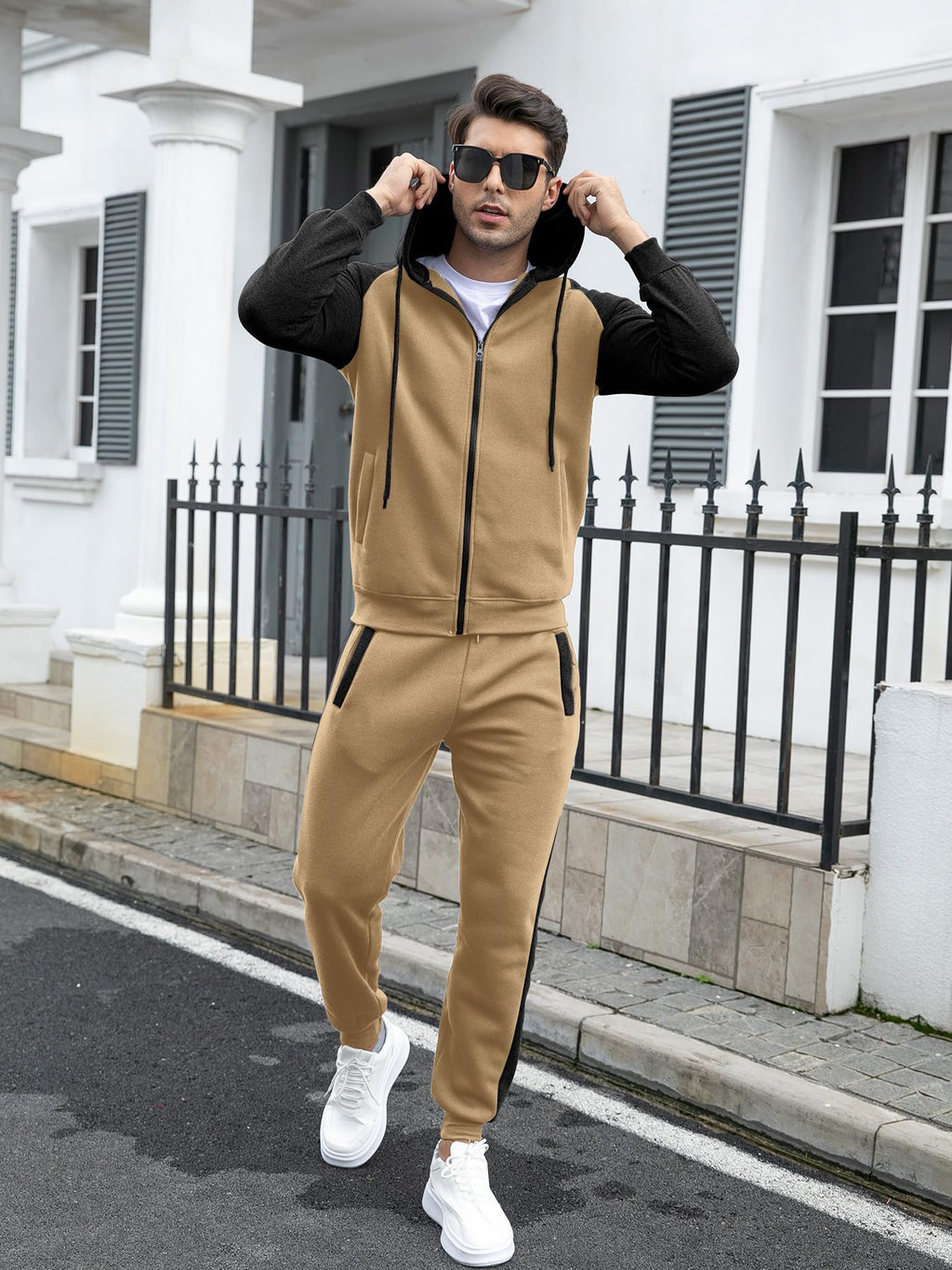 Men's Tracksuit 2 Pieces Set Zip Up Hoodie Sweatsuits Athletic Jogging Suit Set Casual Outfit with Pockets