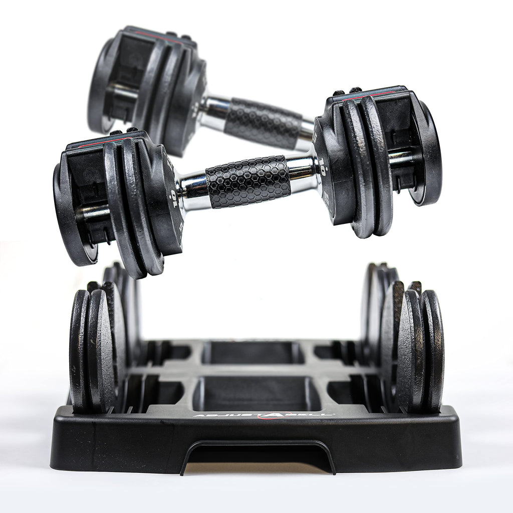 CAP Barbell ADJUSTABELL Adjustable Round Dumbbell Weights - Singles & Pairs | 12.5 lb, 25 lb & 55 lb | Multiple Handle Options