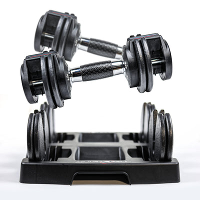 CAP Barbell ADJUSTABELL Adjustable Round Dumbbell Weights - Singles & Pairs | 12.5 lb, 25 lb & 55 lb | Multiple Handle Options