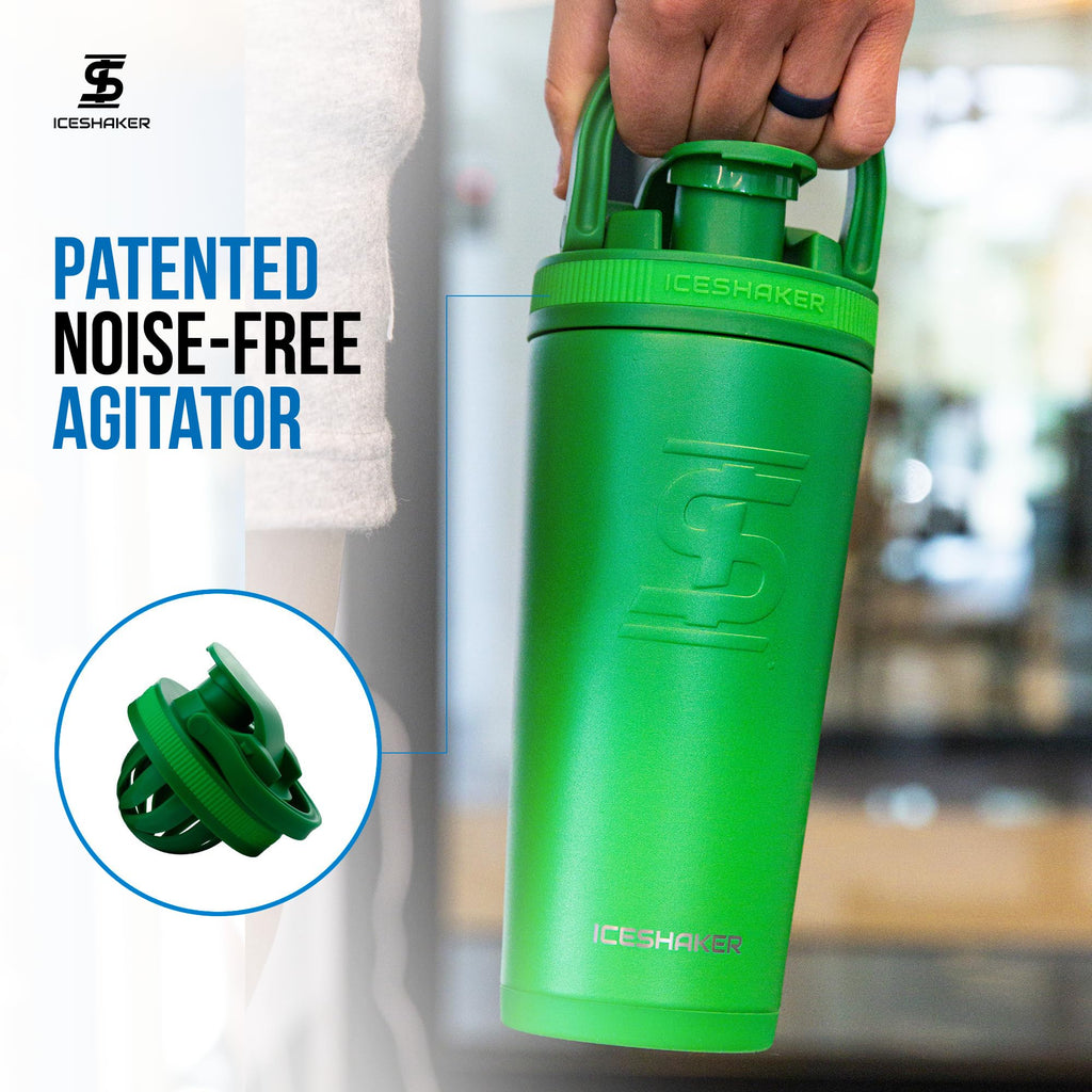 Ice Shaker Insulated Stainless Steel Shaker Bottle | 26oz, Navy/Mint | Cold for 30+ Hours | Insulated Cup with Twist-on Agitator | Odor-Free Bottle for Protein Shakes, Water, Smoothies, Cocktails