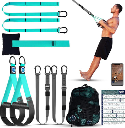 All In One Suspension Trainer Kit, Full Body Workout at Home, Exercise Straps That Will Help You Build Muscle, Burn Fat and Improve Mobility