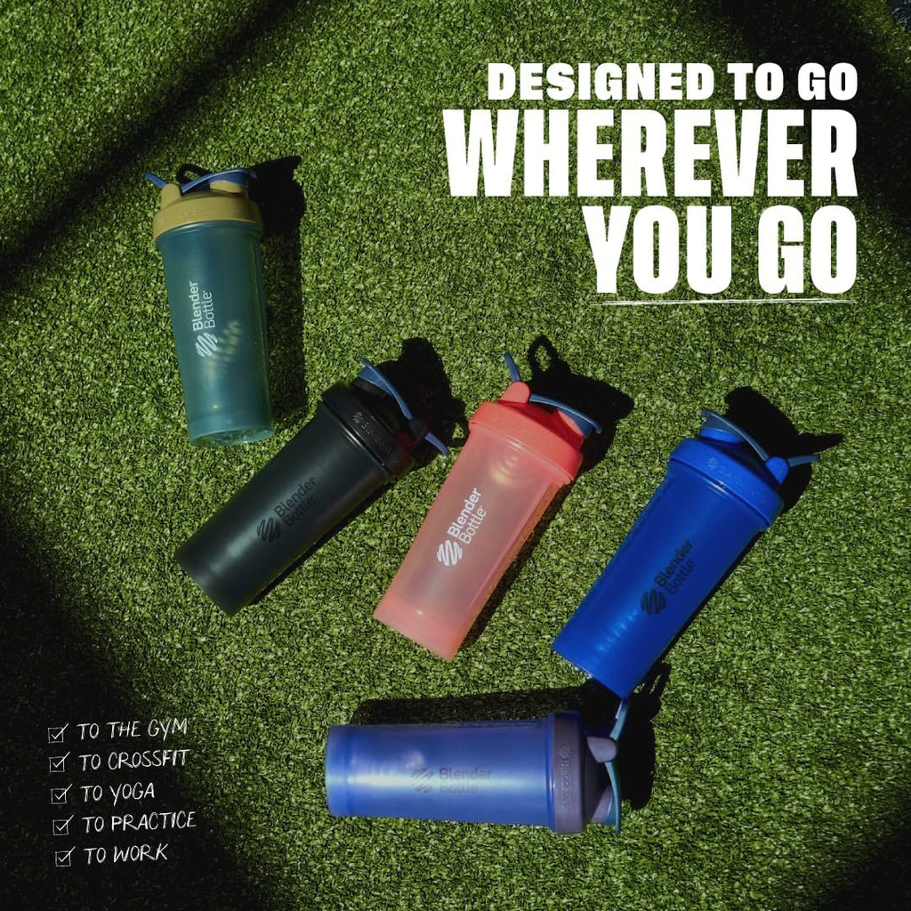 BlenderBottle Classic V2 Shaker Bottle Perfect for Protein Shakes and Pre Workout, 20-Ounce (3 Pack), Black, Tan/Blue, Purple