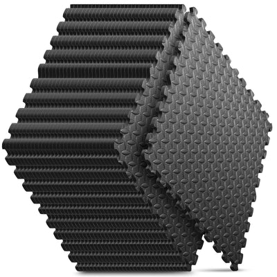 Home Gym Mat, Puzzle Exercise Mat, EVA Interlocking Foam Floor Tiles for Home Workout Equipment and Kids' Play Areas - Grey, 24 in x 24 in x ½ in - 12 Tiles (Grey, 12 Pack, 48 SQ FT)