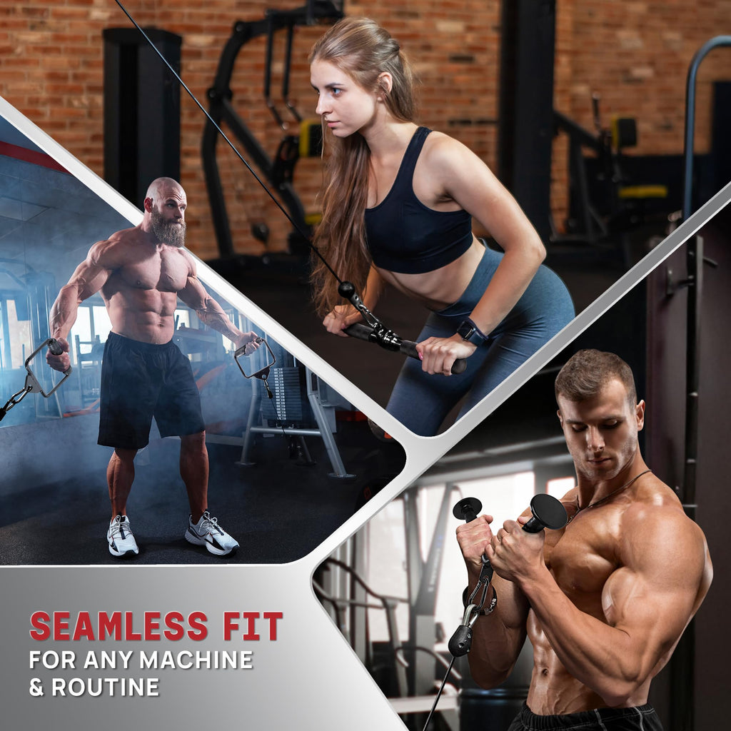Yes4All Cable Machine Attachment, Row Handles, Tricep Rope, Straight Bar, V Bar, LAT Pulldown Accessories Load 880 LB for Home Gym