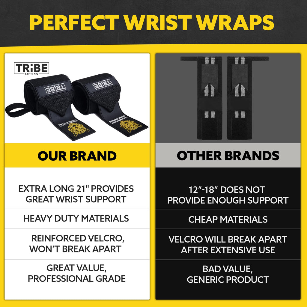 Heavy Duty Wrist Wraps & Lifting Straps – Weightlifting Wrist Wraps for Men with Silicone Grip & Padding – Gym Wrist Straps for Weightlifting