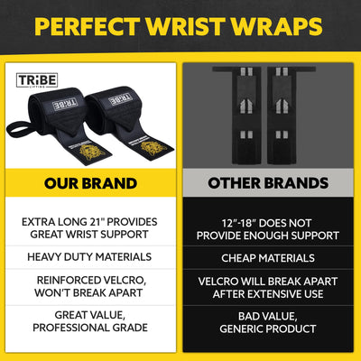 Heavy Duty Wrist Wraps & Lifting Straps – Weightlifting Wrist Wraps for Men with Silicone Grip & Padding – Gym Wrist Straps for Weightlifting