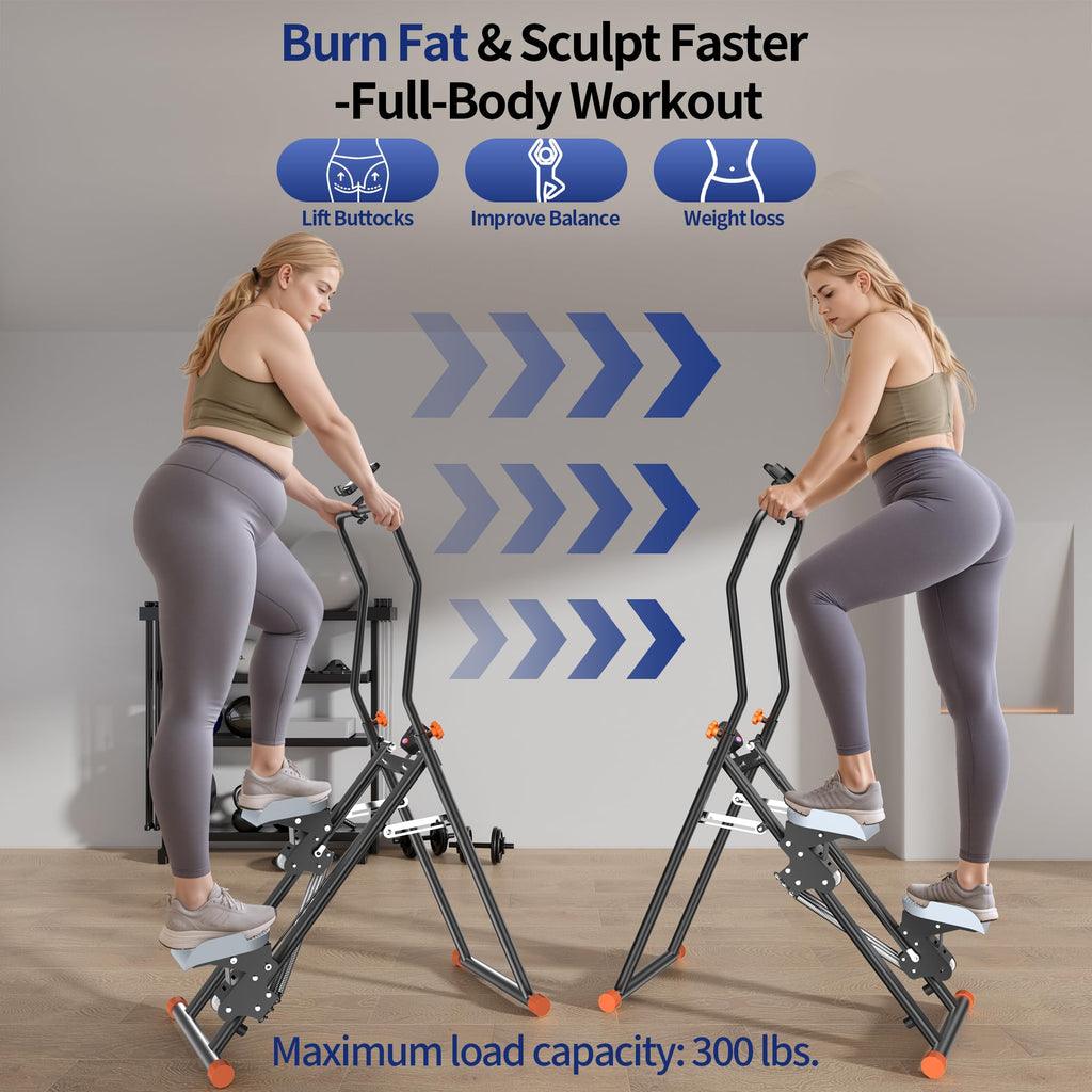 Stair Stepper for Home, Upgraded Vertical Climber Machine for Full-Body Workout, Compact Folding Cardio Exercise Climber, Resistance Adjustable Handlebar & Pedals