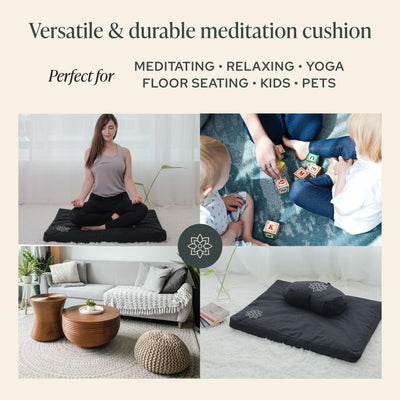 Mindful & Modern Zabuton Meditation Mat - Cotton Filled Yoga and Meditation Pad - Zabuton Meditation Cushion for Kneeling and Sitting Support - Large Rectangular Sitting Floor Pillow for Bench or Zafu