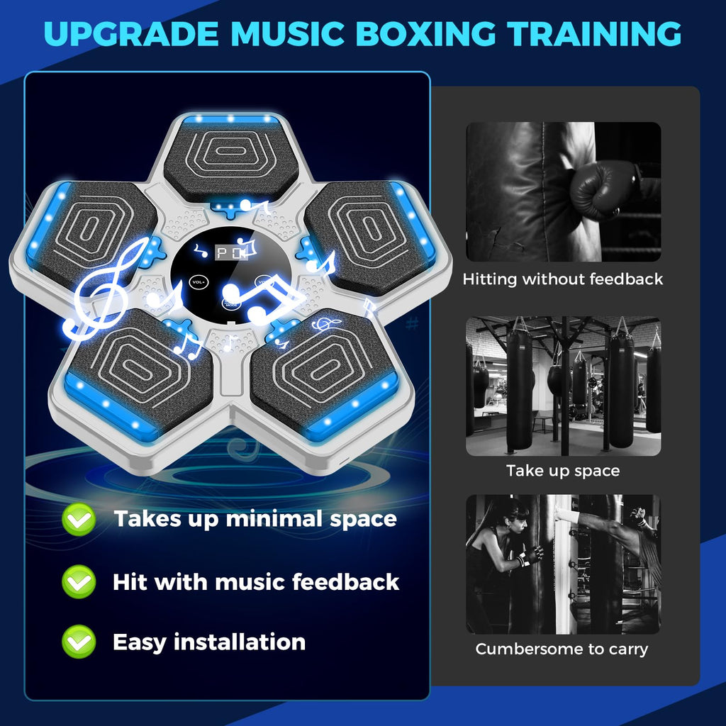 2025 Music Boxing Machine for Adults and Kids, Smart Bluetooth Boxing Training Equipment with Gloves Wall Mounted, Workout Punching Machine for Home,Office and Gym