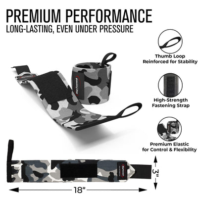 Rip Toned 18” Wrist Wraps - USPA Endorsed Wrist Straps for Weightlifting - Quality Wrist Support - Adjustable, Durable, Machine Washable - Gym Wraps for Powerlifting - for Men & Women