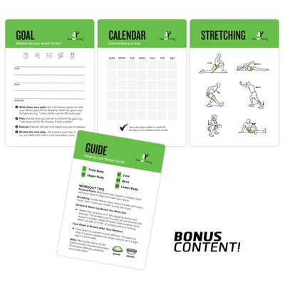 NewMe Fitness Stretching Workout Cards, Instructional Fitness Deck for Women & Men, Beginner Fitness Guide to Training Exercises at Home or Gym