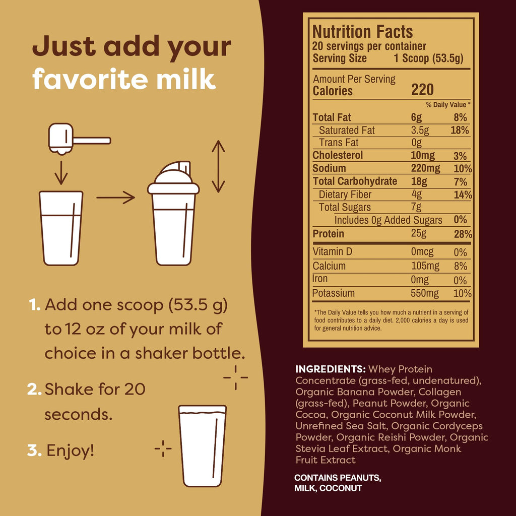 FlavCity Grass Fed Whey Chocolate Protein Powder - Chocolate Peanut Butter - 25g Protein & 10g Collagen - Made with Organic Cocoa & Coconut Milk - Gluten Free & No Added Sugars (20 Servings)
