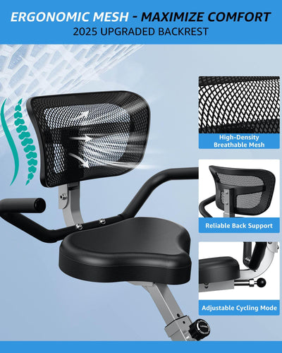 Foldable Exercise Bike Stationary Bikes for Home, 5 IN 1 Indoor Workout Bike, Cycling Bike with 16-Level Quiet Magnetic Resistance, 6.6 LBS Flywheel and 300LBS Capacity, 2025 Designed 817 X-bike