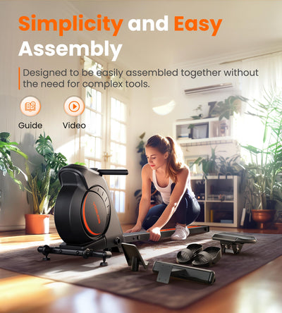 YOSUDA Magnetic/Water Rowing Machine for Home - Rower Machine Use with Bluetooth, App Supported, Rowing Machine for Taller Power Athletes, Comfortable Seat Cushion