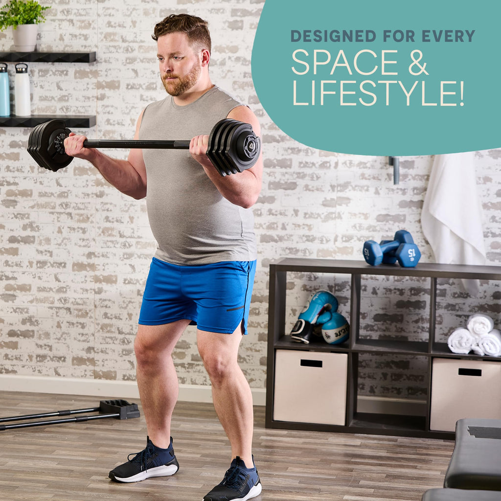 Lifepro Adjustable Dumbbells Set - 5in1-15lb 25lb 43lb 55lb weights Set & Single with Rack - Quick Adjust, Secure Grip - Compact Hand Weights for Men Women Home Gym