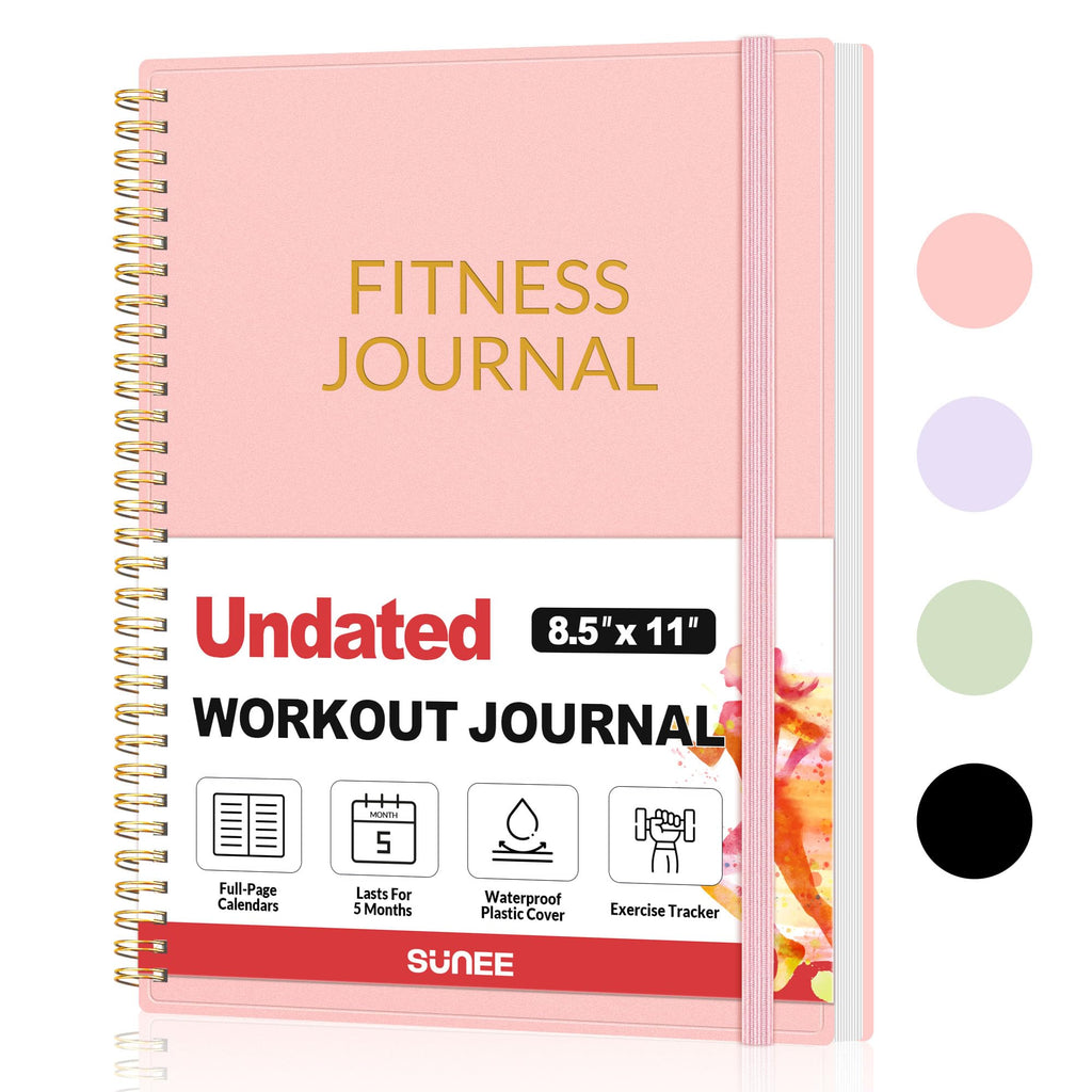 Fitness Journal Workout Planner for Women & Men, A5 (6.4" x 8.3") Workout Journal Log Book Planner Gift for Track Gym Essentials, Home Workouts, Track Progress, Achieve Wellness Goals, Pink