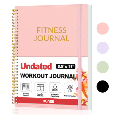 Fitness Journal Workout Planner for Women & Men, A5 (6.4" x 8.3") Workout Journal Log Book Planner Gift for Track Gym Essentials, Home Workouts, Track Progress, Achieve Wellness Goals, Pink