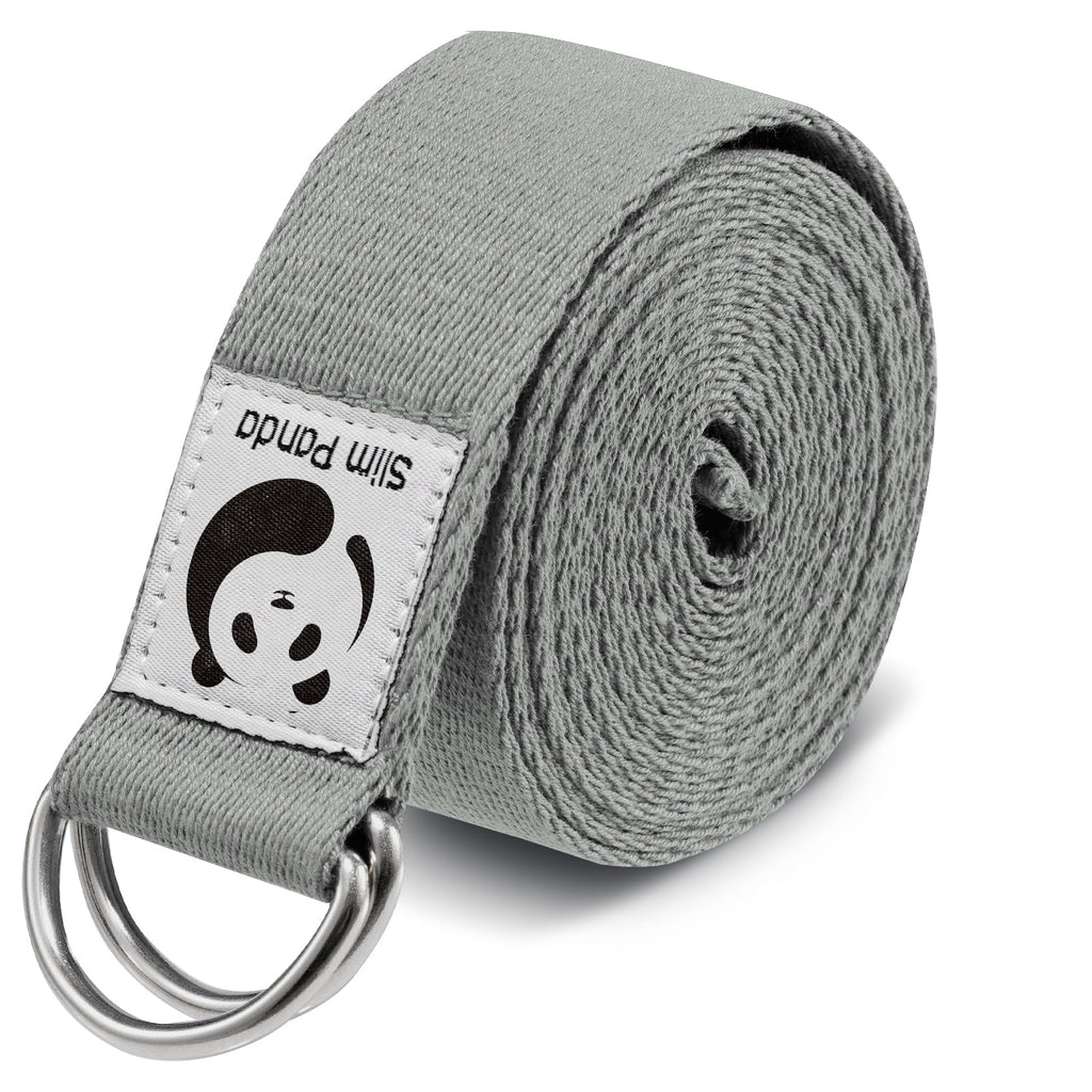 Slim Panda Yoga Strap for Stretching,Cotton Yoga Strap with Adjustable D-Ring Buckle,Non-Elastic Yoga Belt for Pilates,Gym Workouts,Physical Therapy,Improve Flexibility
