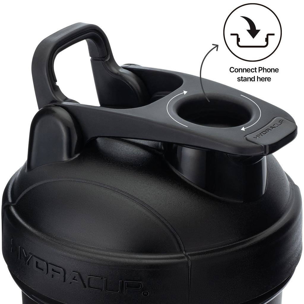 Hydra Cup ProFlow [2 Pack] 28 oz Shaker Bottles for Protein Shakes, Shaker Cups with Ball Blender Whisk, Shaker Bottle with Handle, Travel To Go, BPA Free (Black & Grey, 28oz)