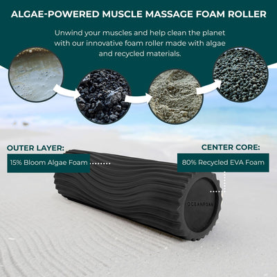 Oceanfoam Tidal Roller - Natural - Muscle Massage Foam Roller for Back Pain & Stretching - Firm and Ergonomic Wide Wave Textured - Yoga, Athletics, & Wellness - Full Size, 20" x 5"