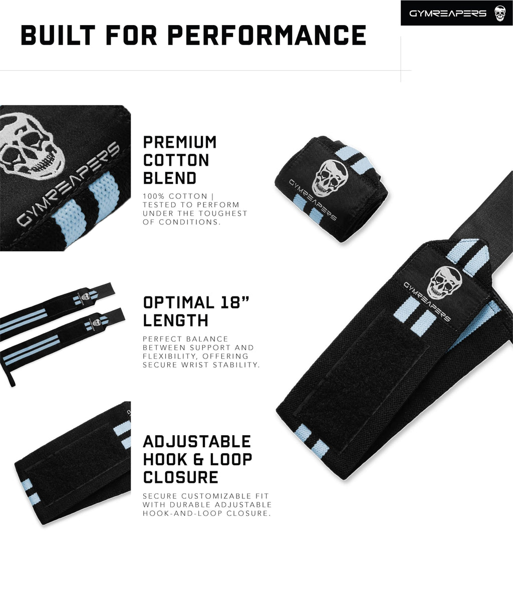 Gymreapers Weightlifting Wrist Wraps (IPF Approved) 18" Professional Quality Wrist Support with Heavy Duty Thumb Loop - Best Wrap for Powerlifting Competition, Strength Training, Bodybuilding