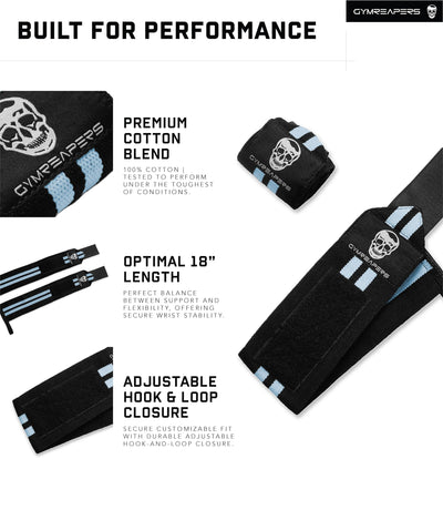 Gymreapers Weightlifting Wrist Wraps (IPF Approved) 18" Professional Quality Wrist Support with Heavy Duty Thumb Loop - Best Wrap for Powerlifting Competition, Strength Training, Bodybuilding