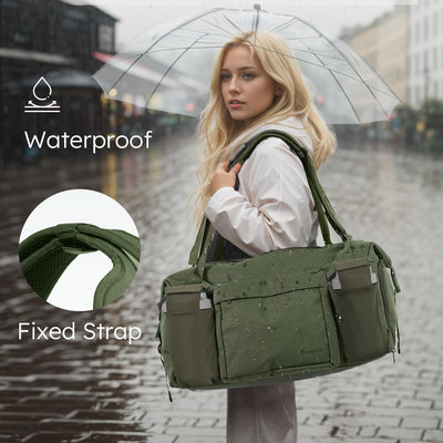 Gym Bag for Men with 2 Upgraded Bottle Holders Convertible Duffle Bag and Gym Backpack Waterproof Sports Bags with Shoes Compartment and Wet Pocket - Black