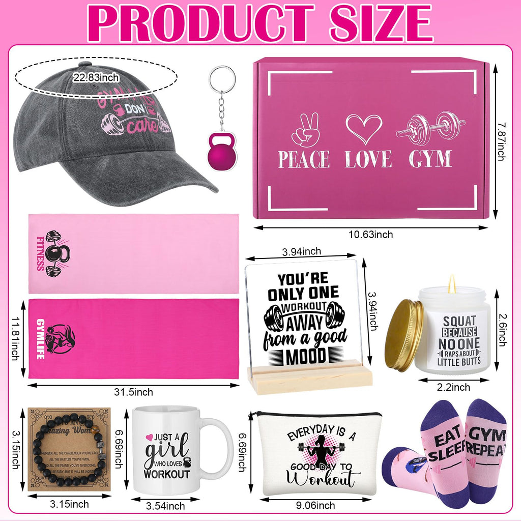 Coume 11 Sets Fitness Gifts for Women Cross Gifts Pink Workout Presents Country Christmas Gym Marathon Running Presents(Cute Style)