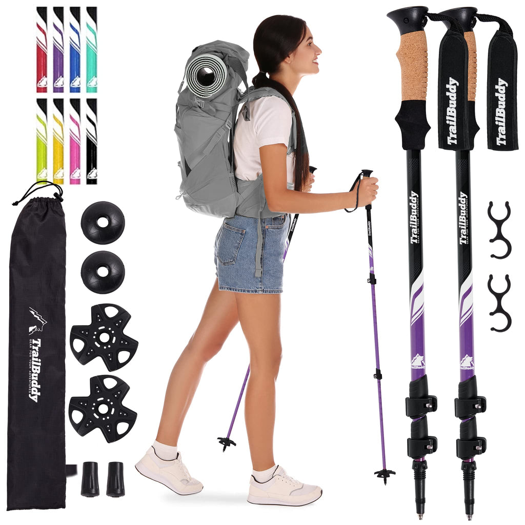 TrailBuddy Trekking Poles – Lightweight 7075 Aluminum Hiking Poles for Women, Men & Seniors – Collapsible Walking Sticks for Travel, Trails & Balance
