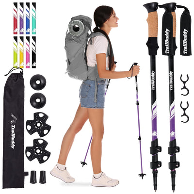 TrailBuddy Trekking Poles – Lightweight 7075 Aluminum Hiking Poles for Women, Men & Seniors – Collapsible Walking Sticks for Travel, Trails & Balance