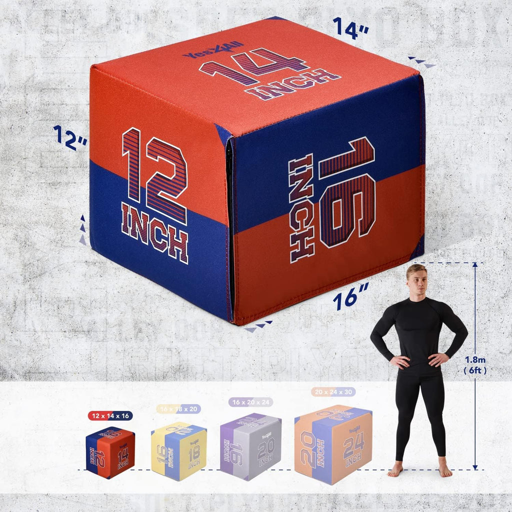 Yes4All 3-in-1 Soft-Padded Plyo Box With Wooden Core, Non-Slip Multi-Use Cushioned Plyometric Jump Box with Vinyl Cover for Jumping, Conditioning, Strength Training