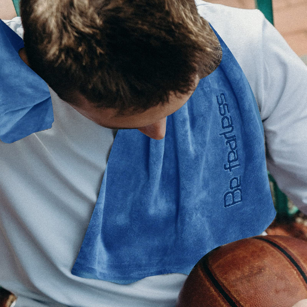 Microfiber Gym Towels Bigger Size Super Soft for Exercise Fitness, Sports, Workout, 380-GSM 15-Inch x 31-Inch Quick-Drying Towels (3 Pack, Grey+Blue+Purple)