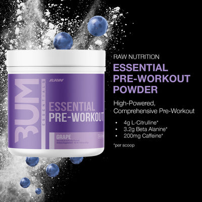 RAW Nutrition - Essential Pre - Chris Bumstead Pre Workout Formula, Sports Nutrition Pre-Workout Powders | Men & Womens Drink, Energy Powder for Working Out (Peach Mango)