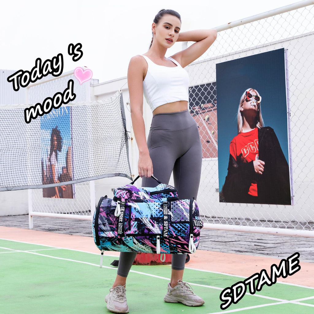 Gym Duffle Bag Backpack with Shoe Compartment,4 ways Travel Backpack for Women and Men,Multi-Functional Weekender bag with Waterproof Layer&Laptop Compartment for Fitness, Travel,Camping