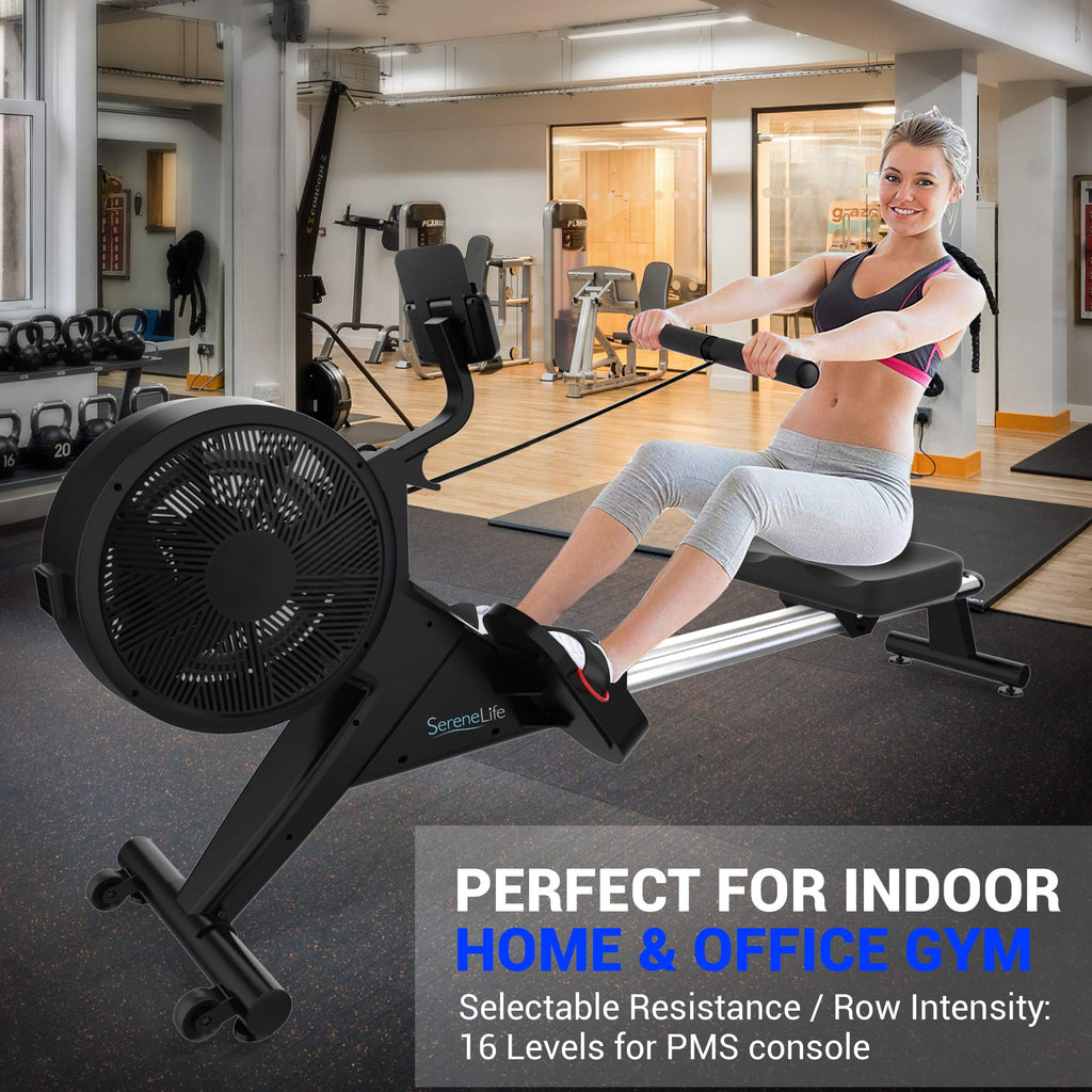 SereneLife Smart Rowing Machine-Home Machine with Smartphone Fitness Monitoring App, Magnetic Row Machine for Gym or Home Use, 16 Levels Resistance
