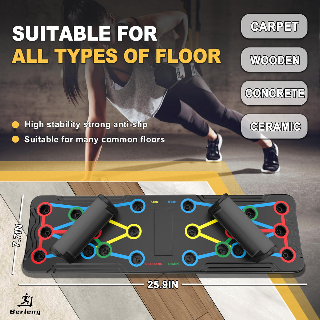Solid Push Up Board 15 in 1 Home Workout Equipment Multi-Functional Pushup Stands System Fitness Floor Chest Muscle Exercise Professional Equipment Burn Fat Strength Training Arm Men & Women Weights